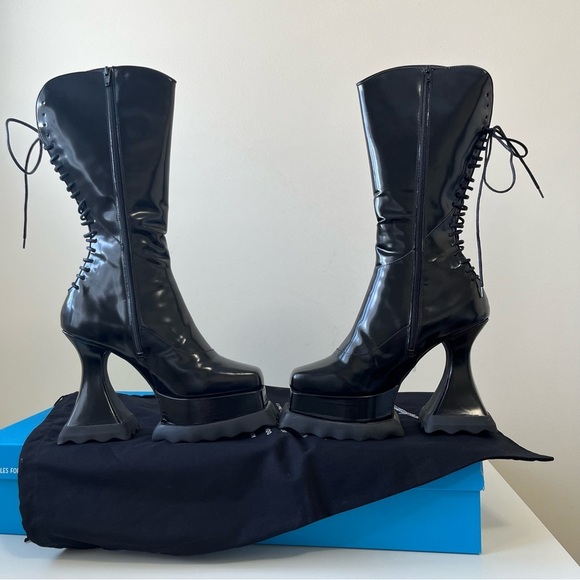 NEW John Fluevog MUNSTER MAX MAGNOLIA ZIP-UP PLATFORM TALL BOOTS Size 11 - Picture 9 of 16